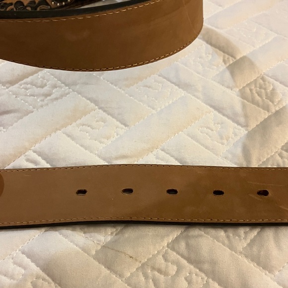 Justin Boots Black and Brown Belt with Silver Cross Buckle - Picture 5 of 5